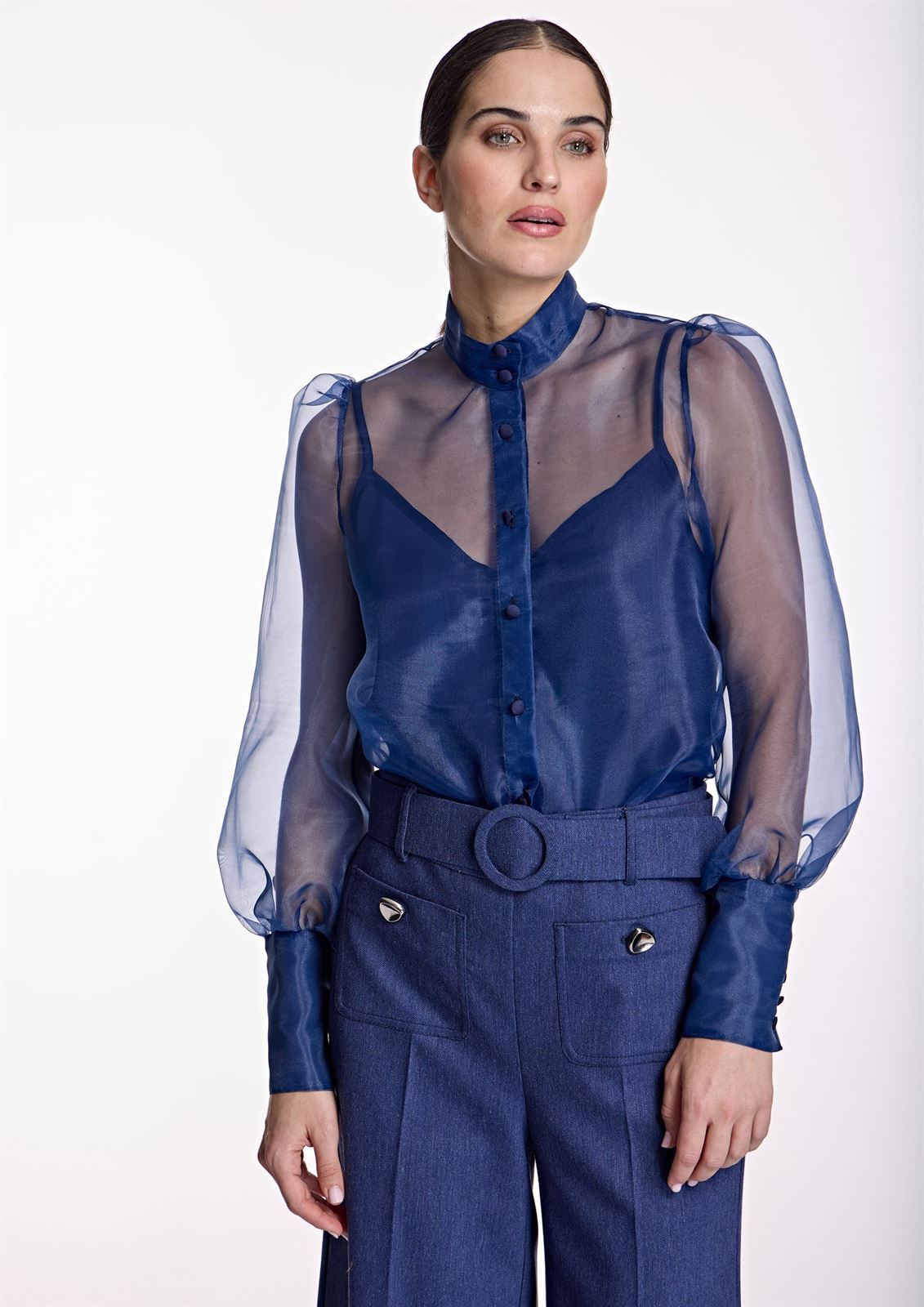 ALBA CONDE Blusa Azul Transparente - Imagen 2