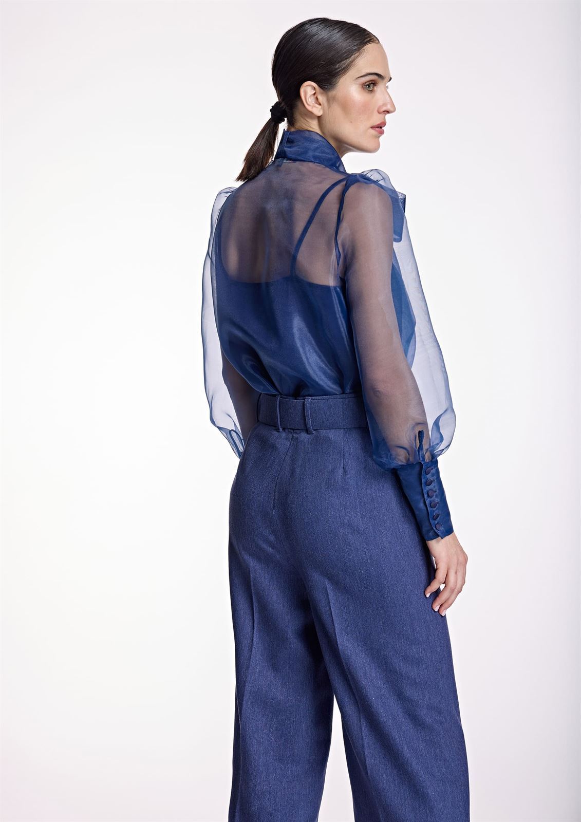 ALBA CONDE Blusa Azul Transparente - Imagen 5