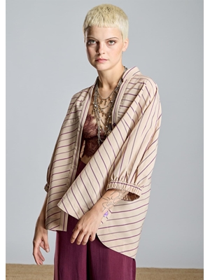 ALBA CONDE Blusa Beige de Rayas - Imagen 2