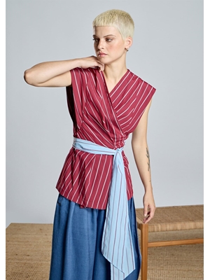 ALBA CONDE Blusa Cruzada de Rayas - Imagen 2
