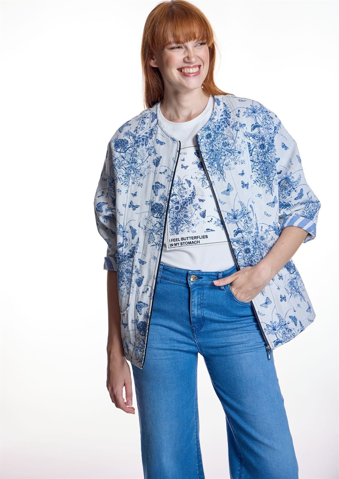 ALBA CONDE Bomber Estampada Azul - Imagen 3