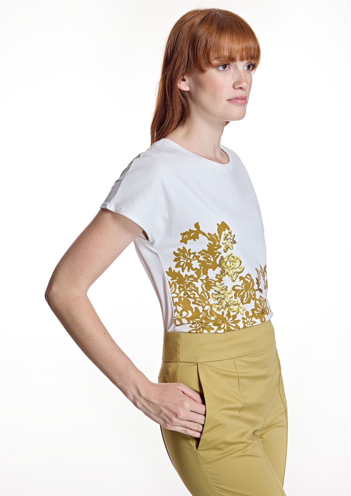 ALBA CONDE Camiseta Blanca Estampado Floral - Imagen 3