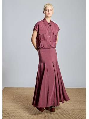 ALBA CONDE Falda Larga Granate - Imagen 2