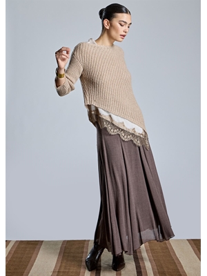 ALBA CONDE Jersey de Punto Beige Asimétrico - Imagen 2