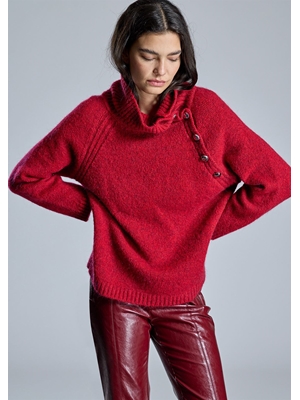 ALBA CONDE Jersey Rojo con Botones - Imagen 2